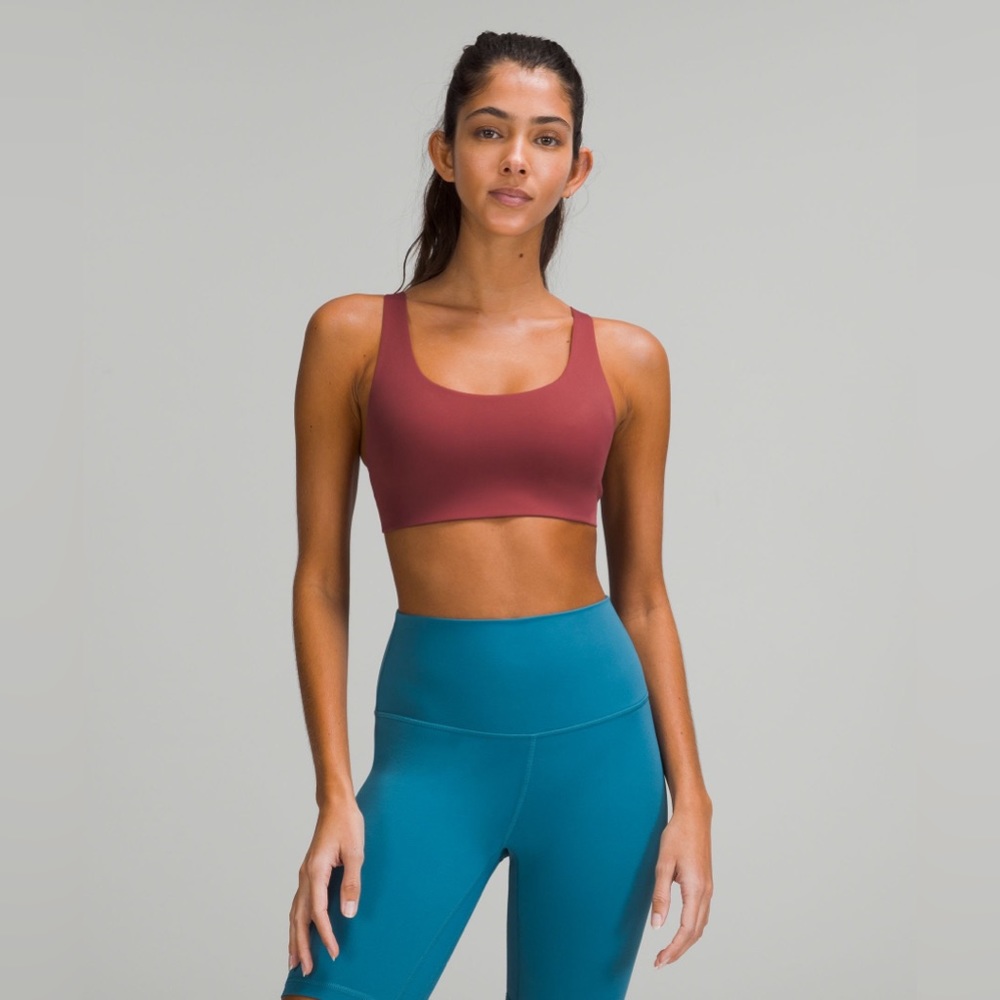 Lululemon In alignment straight-strap bra *light support A/B mulled wine